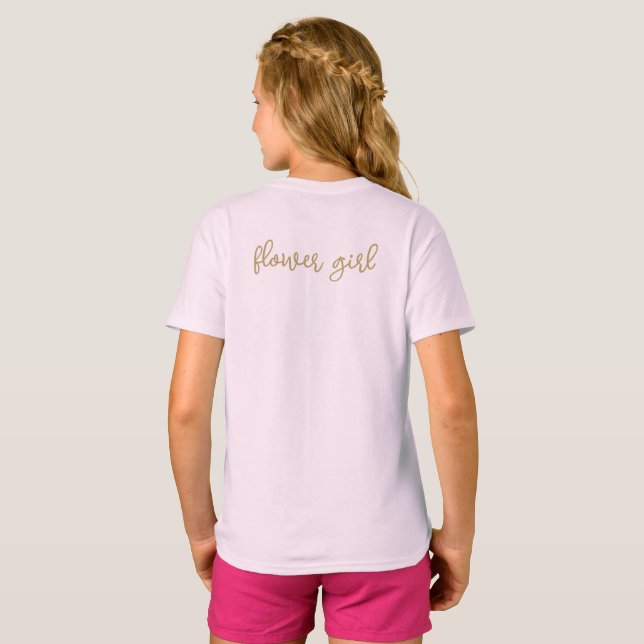 Camiseta Script Dourado Mínimo Moderno Simples | Flor Girl (Parte Traseira Completa)
