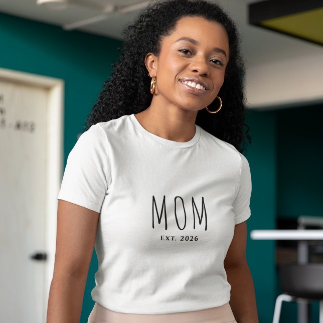 Camiseta Script Negra Moderno Estabeleceu Nova Mãe (Modern Black Script Established New Mom T-Shirt)