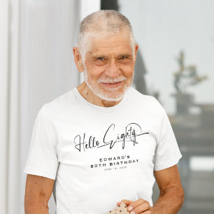 Camiseta Script Olá Oitenta Minimalista Aniversário de 80 a