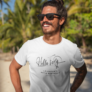 Camiseta Script Olá Quarenta Minimalista Aniversário de 40