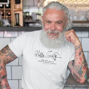 Camiseta Script Olá Sessenta Minimalista Aniversár
