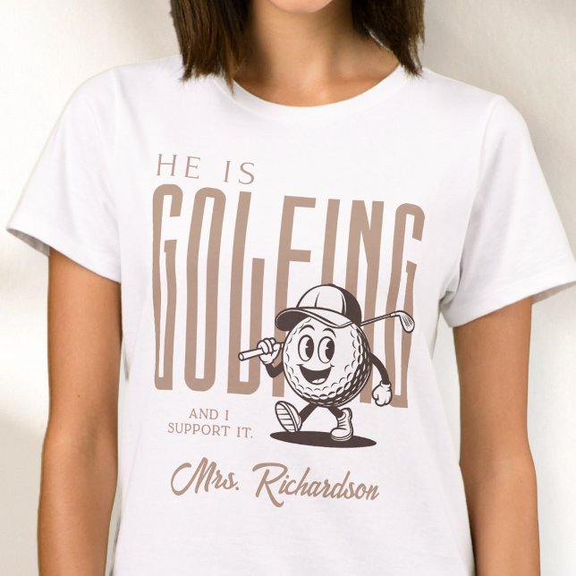 Camiseta Script Personalizado Retro Sra Brown Esposa de Gol (Retro Personalized Script Mrs Brown Fun Golf Wife T-Shirt)