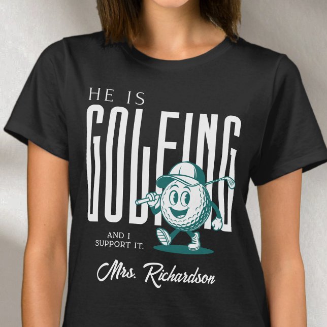 Camiseta Script Personalizado Retro Sra. White Esposa de Go (Retro Personalized Script Mrs White Fun Golf Wife T-Shirt)