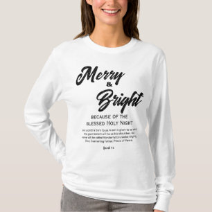 Camiseta Script preto de Natal feliz e Brilho