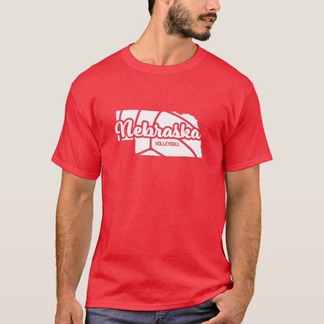 Camiseta Script Retroativo De Voleibol De Nebraska (Frente)