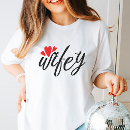 Camiseta Script simples Recem casados Wifey Modern Elegant