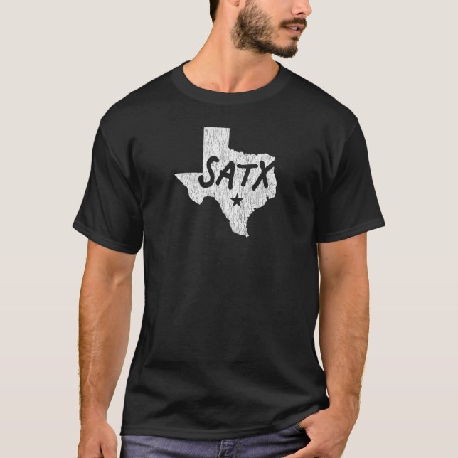 Camiseta Script W Satx San Antonio Tx Em Tx Silhoue (Frente)