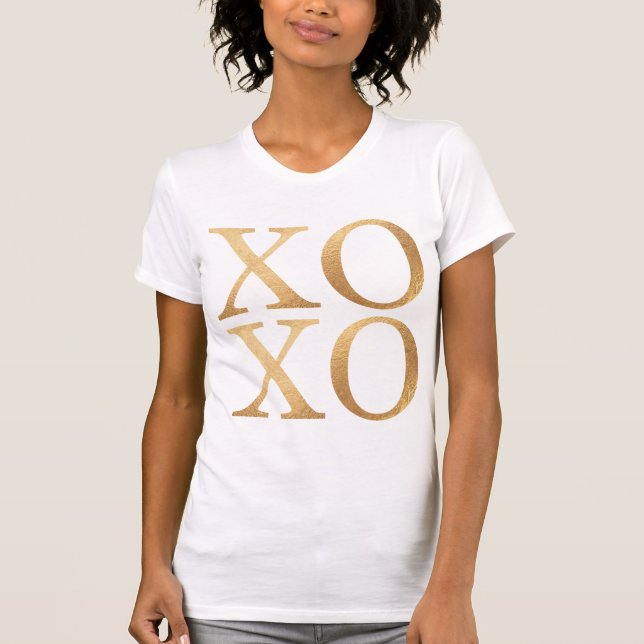Camiseta Script XOXO/Faux Dourado/Pincel moderno (Frente)