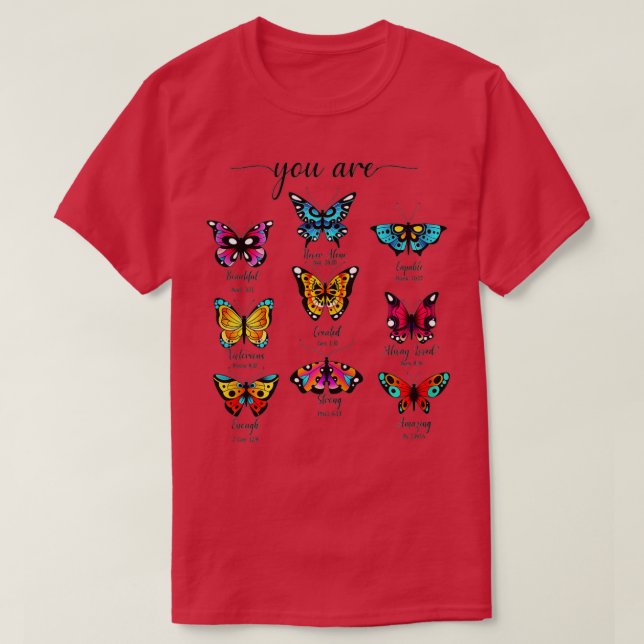 Camiseta Scripture Watercolor Butterfly Psalm Christian Bib (Frente do Design)