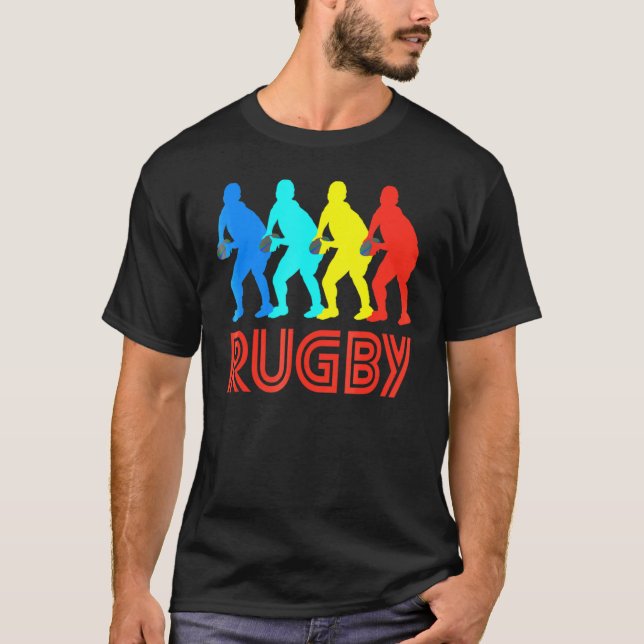 Camiseta Scrum Half Retro-Pop Art Rugby Gráfico (Frente)