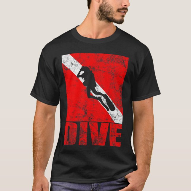 Camiseta Scuba Dive Diver Down Flag Vintage Gear (Frente)