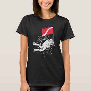 Camiseta Scuba Diver Flag Oceano Nadando Submarino