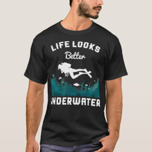 Camiseta Scuba Diver Life Parece Melhor No Oceano Submarino