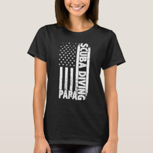 Camiseta Scuba Diver Papa Dia de os pais Americano Bandeira