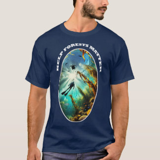 Camiseta SCUBA Diver Silhouette with Turtle, Fish, and Kelp