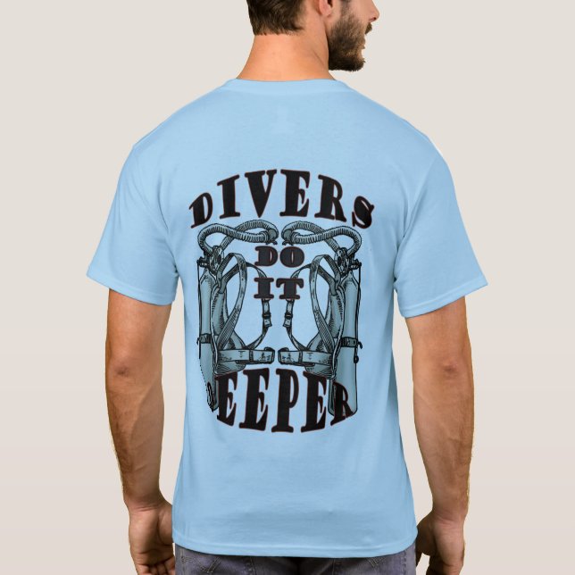 Camiseta Scuba Divers Engraçado Faz Mens T-shirt Azul (Verso)