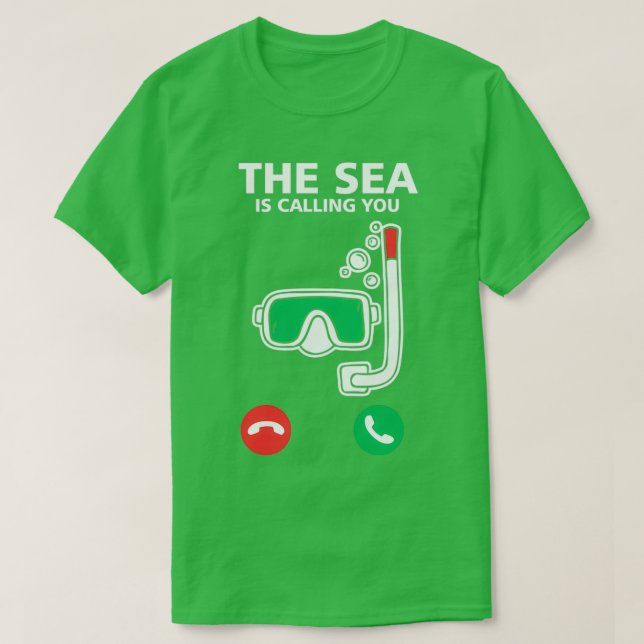 Camiseta Scuba Divers O Mar Está Chamando Descanso Engraçad (Frente do Design)
