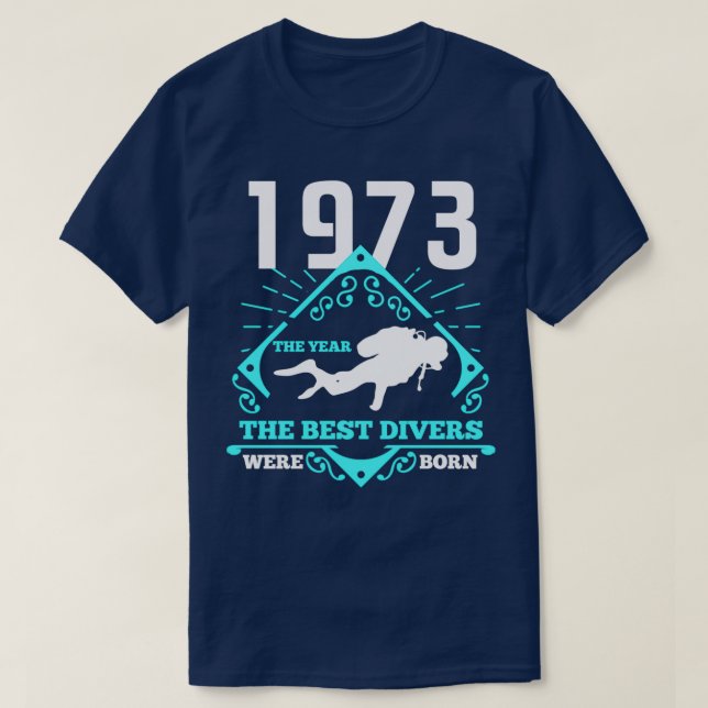 Camiseta Scuba Diving 1973 Aniversário Presente Presente Pr (Frente do Design)