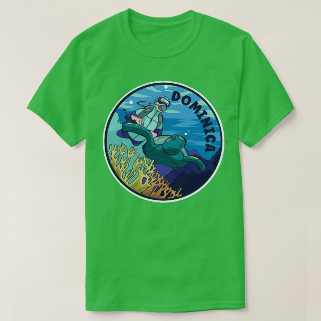 Camiseta Scuba Diving Em Dominica (Frente do Design)