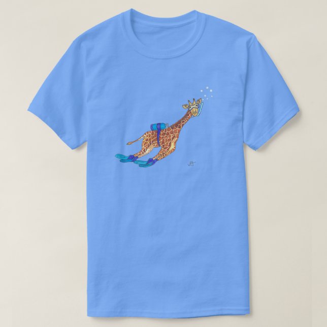 Camiseta Scuba Diving Giraffe Watercolor (Frente do Design)