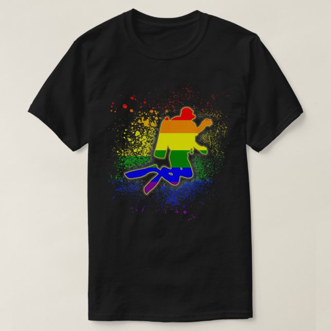 Camiseta Scuba Diving LGBT Pride (Frente do Design)