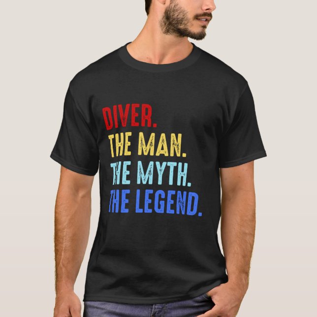 Camiseta Scuba Diving Man Myth Legend Diver Engraçado Prese (Frente)