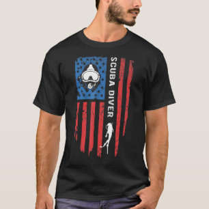 Camiseta Scuba Diving Scuba Diver American Flag Usa Flag