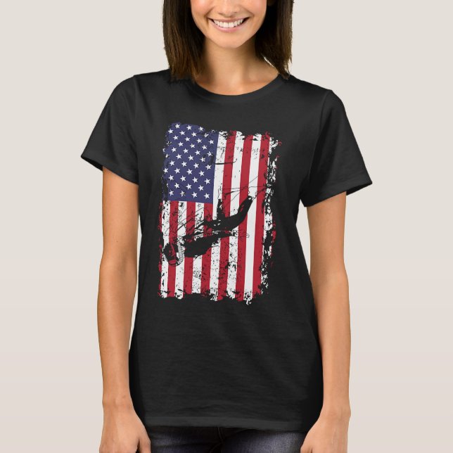 Camiseta Scuba Diving USA Flag Diver  Freediving (Frente)