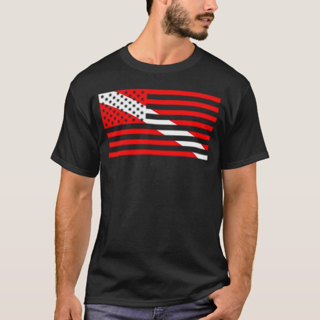Camiseta Scuba Flag Diver Down American Flag Usa Diving (Frente)