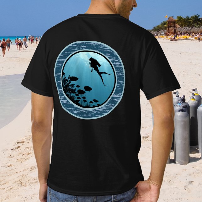Camiseta Scuba Merging Blue Sea Round Design (Criador carregado)