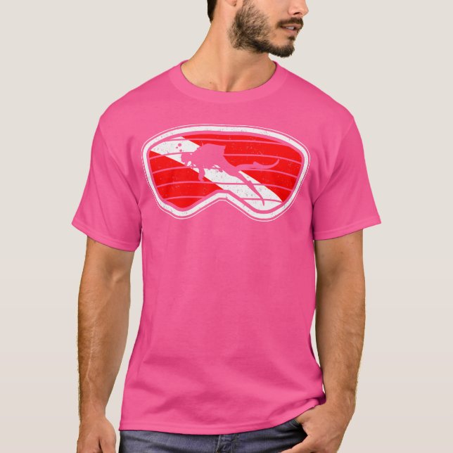 Camiseta Scuba Merging Diver Down Snorkel Goggles Flag Divi (Frente)