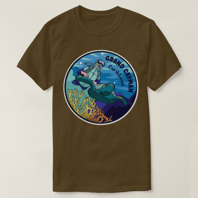 Camiseta Scuba Merging Em Grand Cayman Caribe (Frente do Design)