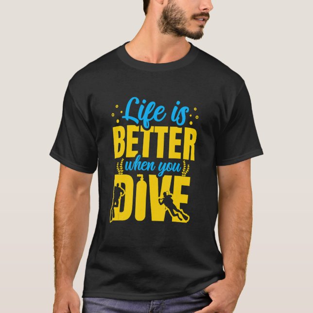 Camiseta Scuba Mergulhe Vida Profunda Mergulho no Mar Profu (Frente)