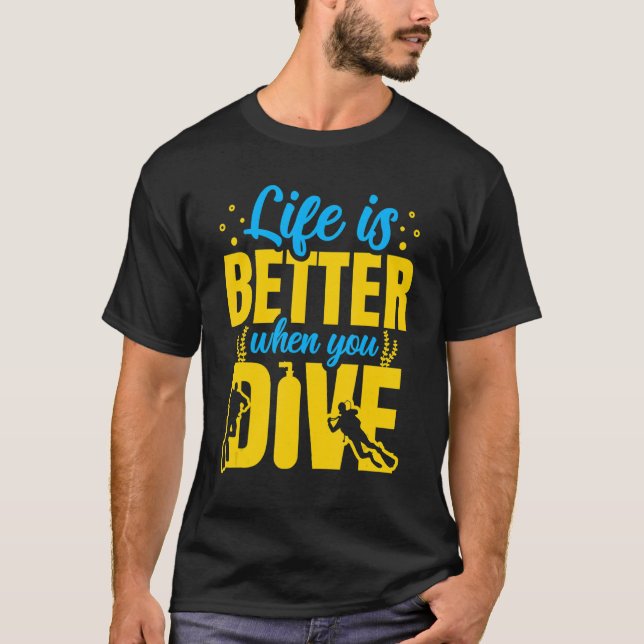 Camiseta Scuba Mergulhe Vida Profunda Mergulho no Mar Profu (Frente)