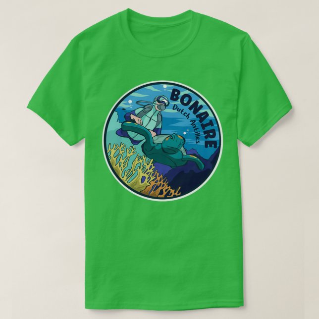 Camiseta Scuba, Mergulho Nas Antilhas Neerlandesas De Bonai (Frente do Design)