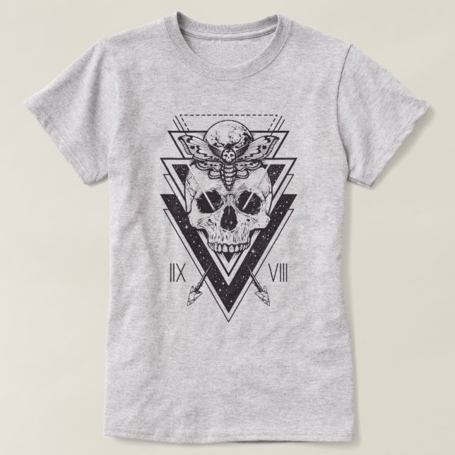 Camiseta Scull geométrico sagrado e T-Shirt mama (Frente do Design)
