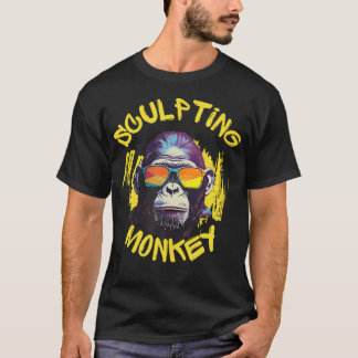 Camiseta Sculpting Monkey Artist Creative Clay Modeling Pri