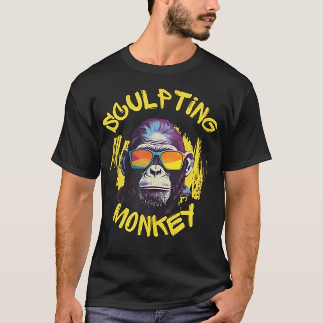 Camiseta Sculpting Monkey Artist Creative Clay Modeling Pri (Frente)