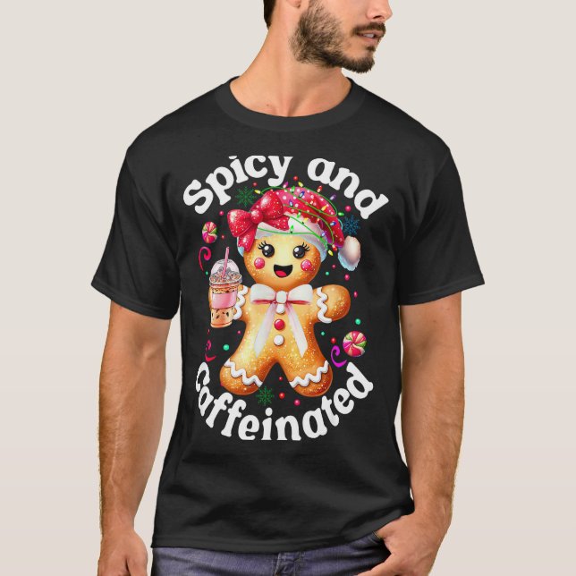Camiseta Scy And Caffeinated Coffee Cute Gingerbread Christ (Frente)
