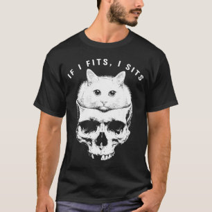 Camiseta Se couber eu sento caveira de gato preto humor neg