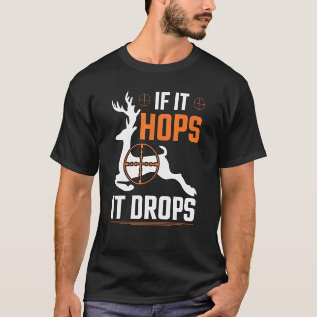 Camiseta Se Ele Salto, Caçador De Whitetail Deer Buck Hu (Frente)