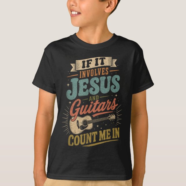 Camiseta Se Envolve Jesus E Guitarras Guitarrista (Frente)