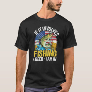 Camiseta Se Envolve Pesca e Cerveja Estou Dentro Bandeira A