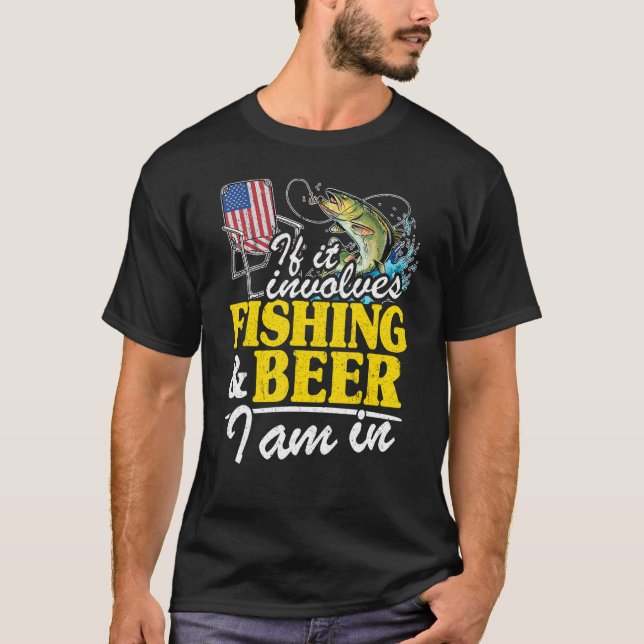 Camiseta Se Envolve Pesca e Cerveja Eu Estou Dentro Bandeir (Frente)