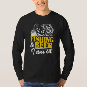 Camiseta Se Envolve Pesca e Cerveja Eu Estou Dentro Pescado