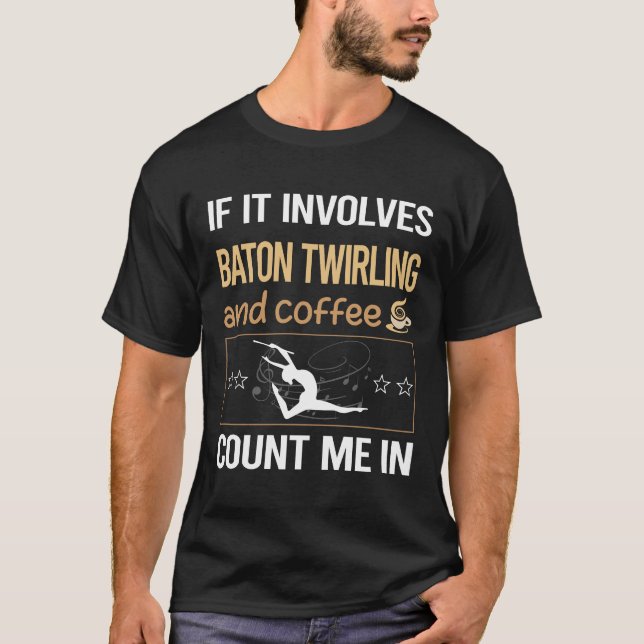Camiseta Se Envolver Baton De Café Twirl Twirl Twirler (Frente)