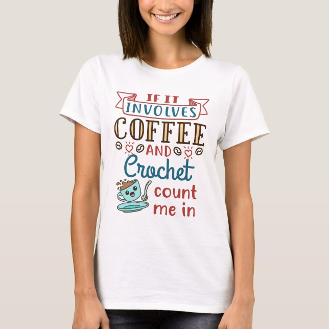 Camiseta Se Envolver Café e Crochet Conte-Me (Frente)