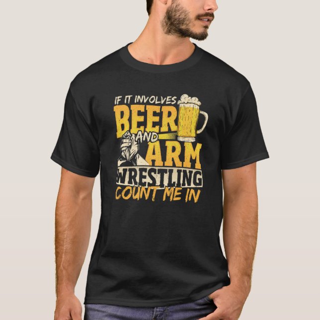 Camiseta Se Envolver Cerveja e Luta de Braço (Frente)