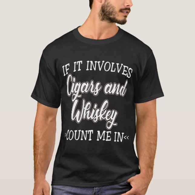 Camiseta se envolver charutos e uísque me conte em vinho (Frente)