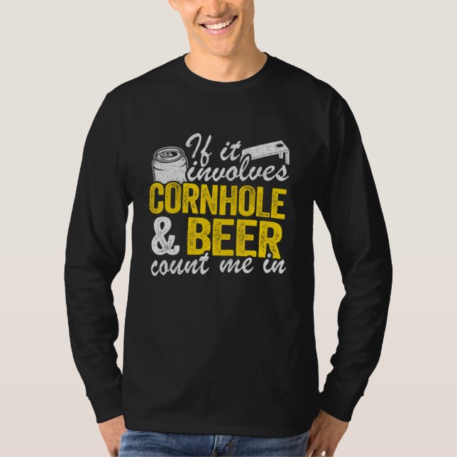Camiseta Se Envolver Cornhole E Beer Conte-Me Em Bean Ba (Frente)